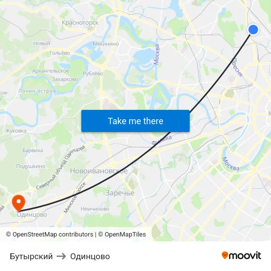 Бутырский to Одинцово map
