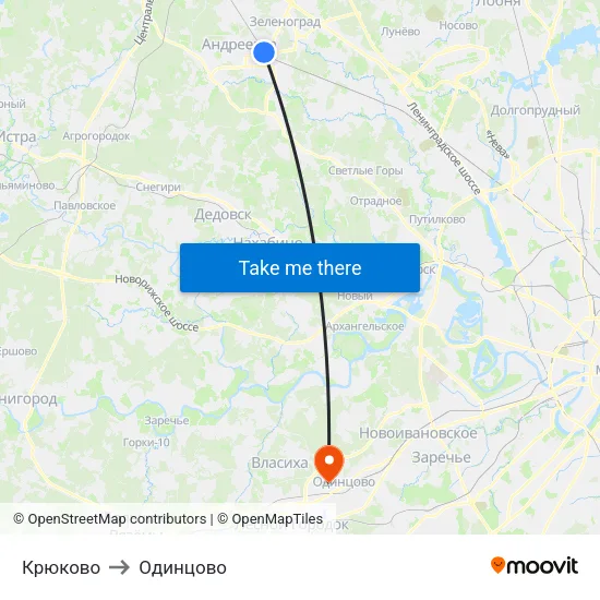 Крюково to Одинцово map