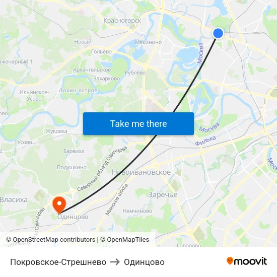 Покровское-Стрешнево to Одинцово map