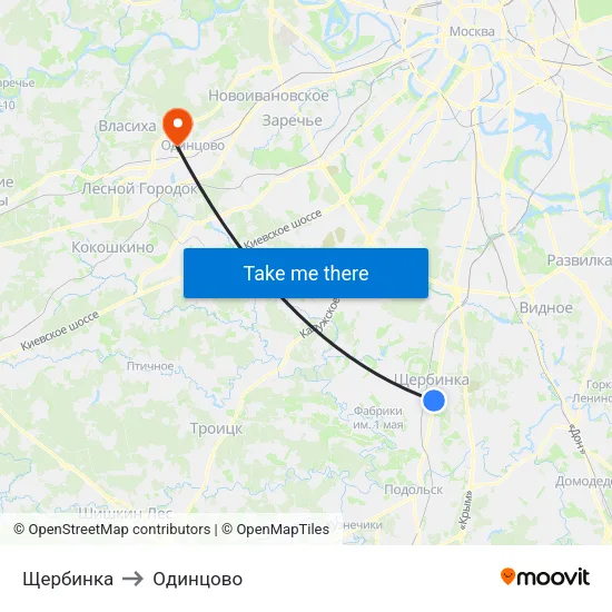 Щербинка to Одинцово map