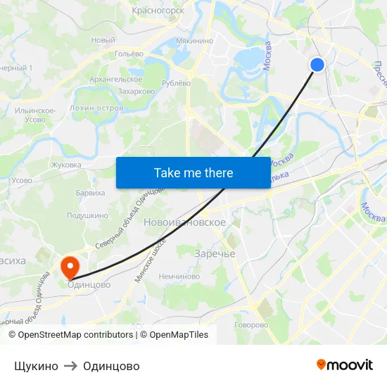 Щукино to Одинцово map