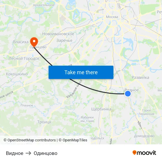 Видное to Одинцово map