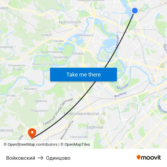 Войковский to Одинцово map