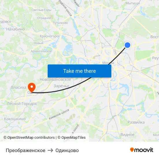 Преображенское to Одинцово map