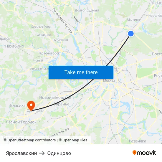 Ярославский to Одинцово map