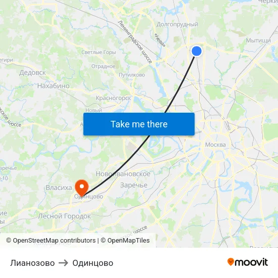 Лианозово to Одинцово map