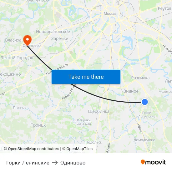 Горки Ленинские to Одинцово map