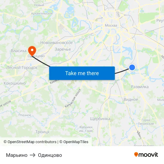 Марьино to Одинцово map