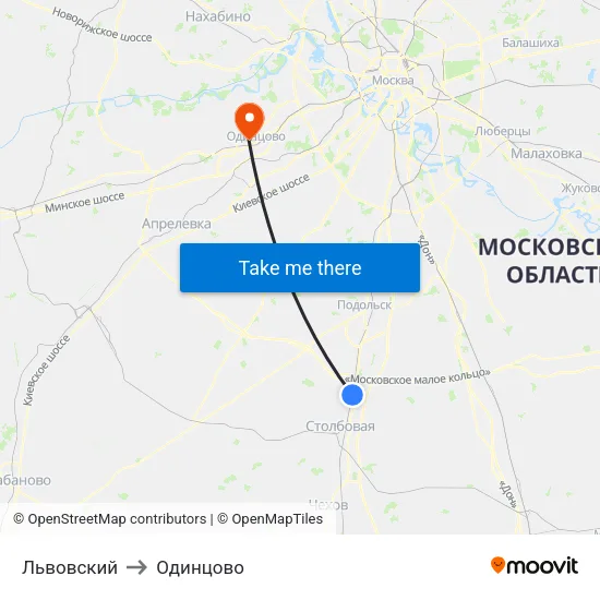 Львовский to Одинцово map