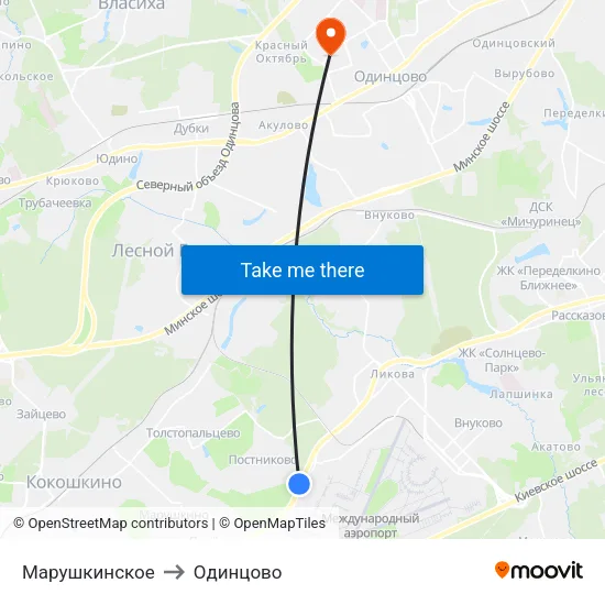 Марушкинское to Одинцово map