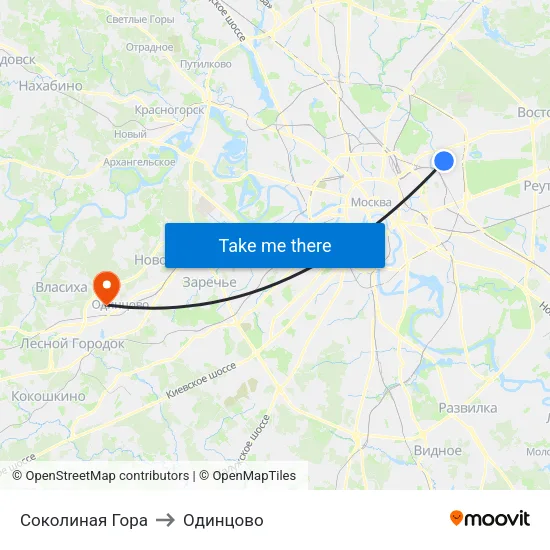 Соколиная Гора to Одинцово map