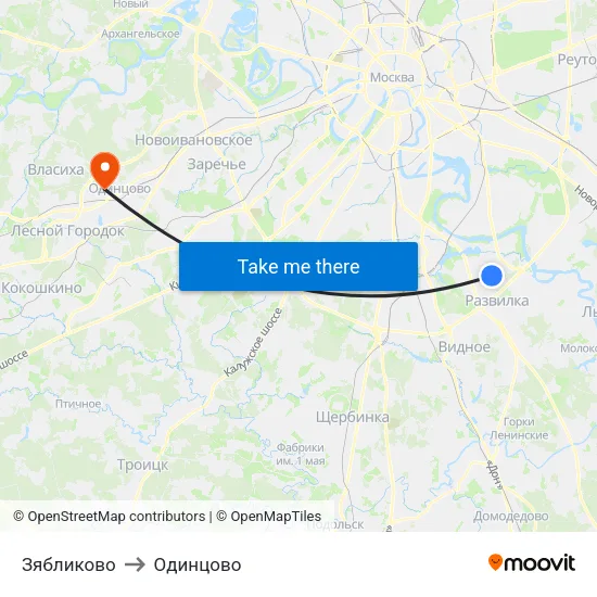 Зябликово to Одинцово map