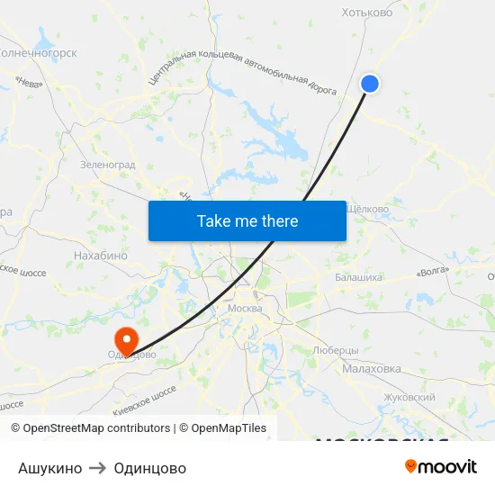 Ашукино to Одинцово map