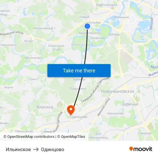 Ильинское to Одинцово map