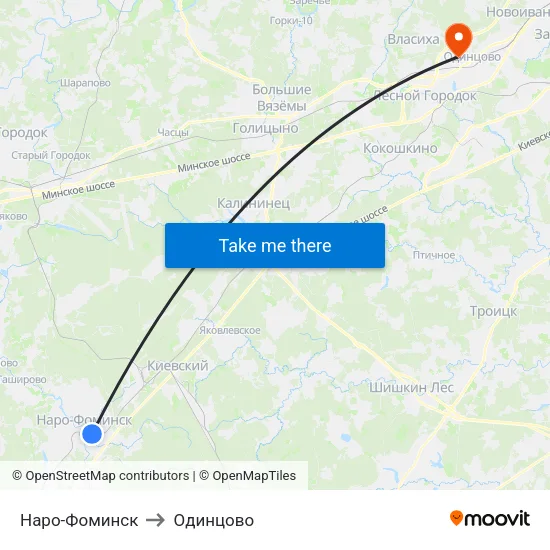 Наро-Фоминск to Одинцово map