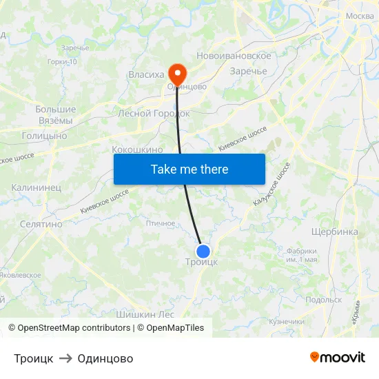 Троицк to Одинцово map