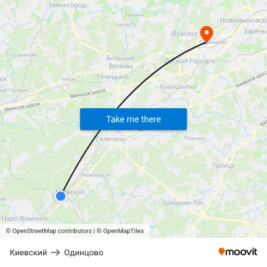Киевский to Одинцово map