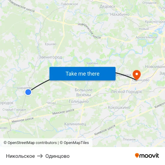 Никольское to Одинцово map