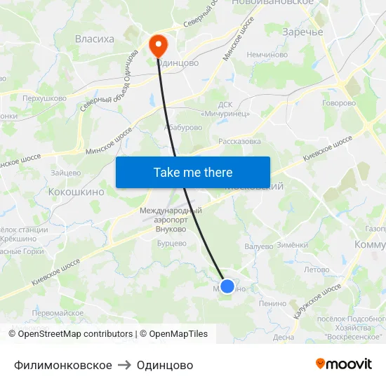 Филимонковское to Одинцово map