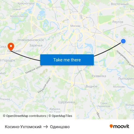 Косино-Ухтомский to Одинцово map