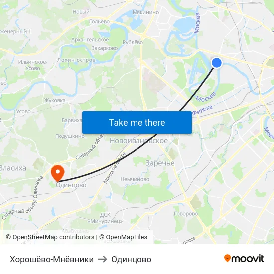 Хорошёво-Мнёвники to Одинцово map