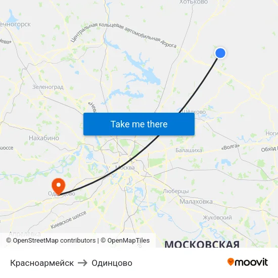Красноармейск to Одинцово map
