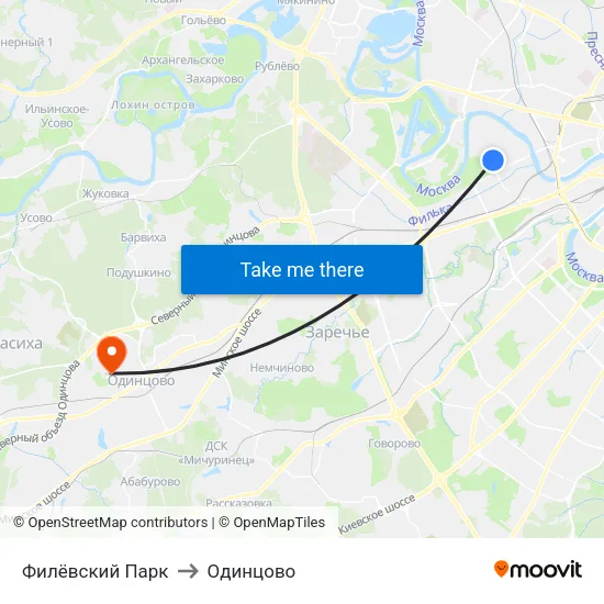 Филёвский Парк to Одинцово map