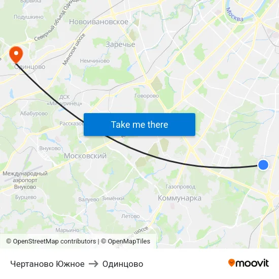 Чертаново Южное to Одинцово map