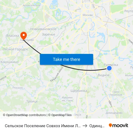 Сельское Поселение Совхоз Имени Ленина to Одинцово map