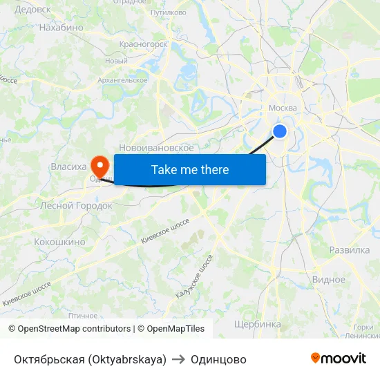 Октябрьская (Oktyabrskaya) to Одинцово map