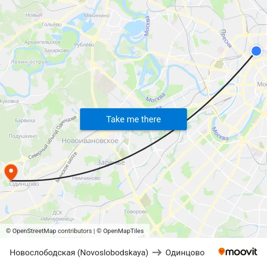 Новослободская (Novoslobodskaya) to Одинцово map