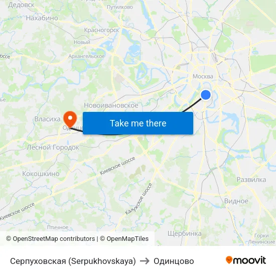 Серпуховская (Serpukhovskaya) to Одинцово map