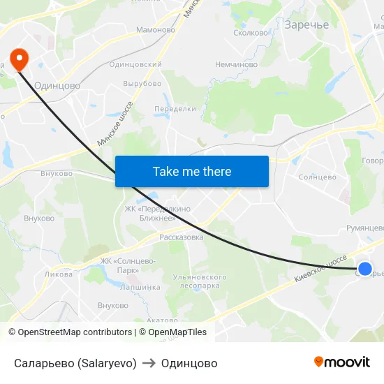 Саларьево (Salaryevo) to Одинцово map