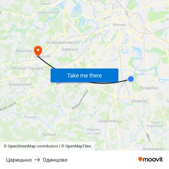 Царицыно to Одинцово map
