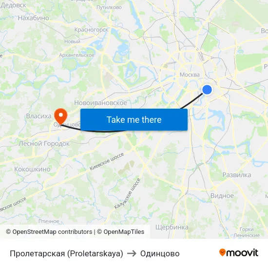 Пролетарская (Proletarskaya) to Одинцово map
