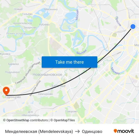 Менделеевская (Mendeleevskaya) to Одинцово map