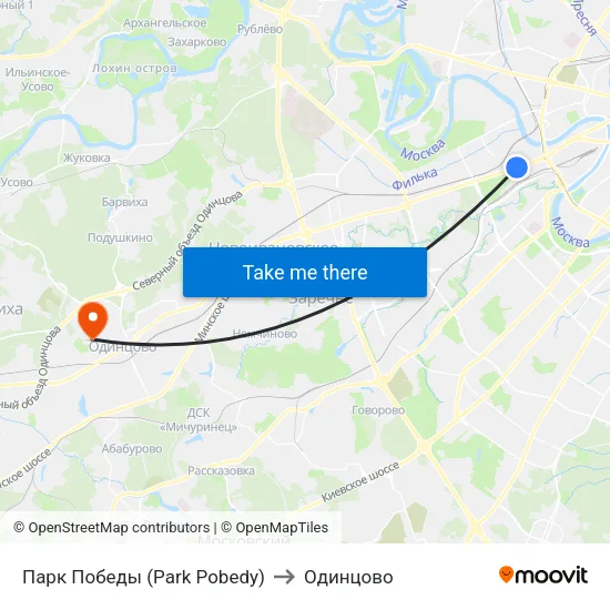 Парк Победы (Park Pobedy) to Одинцово map