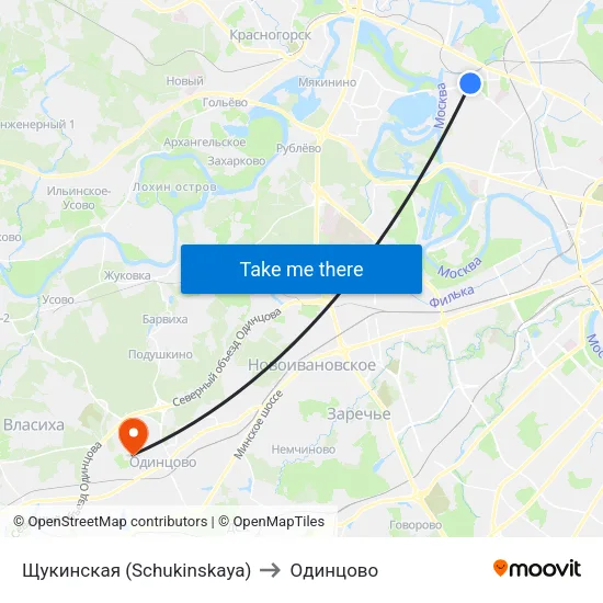 Щукинская (Schukinskaya) to Одинцово map