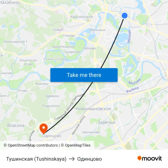 Тушинская (Tushinskaya) to Одинцово map