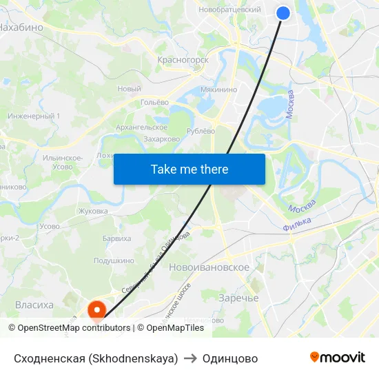 Сходненская (Skhodnenskaya) to Одинцово map