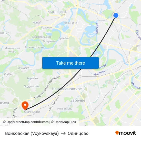 Войковская (Voykovskaya) to Одинцово map