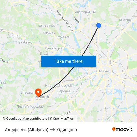 Алтуфьево (Altufyevo) to Одинцово map