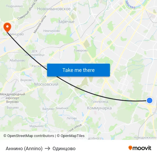 Аннино (Annino) to Одинцово map