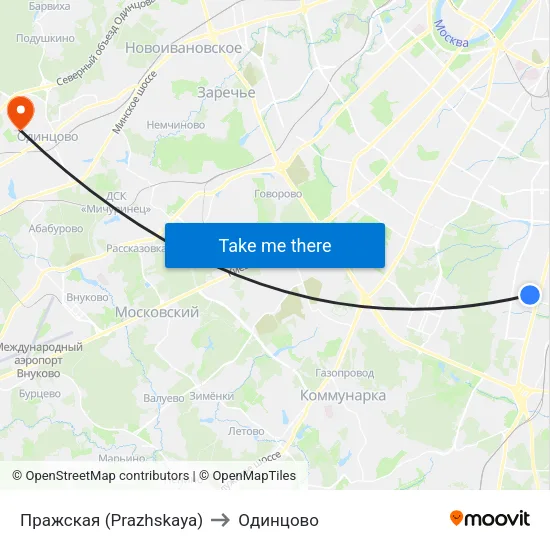Пражская (Prazhskaya) to Одинцово map