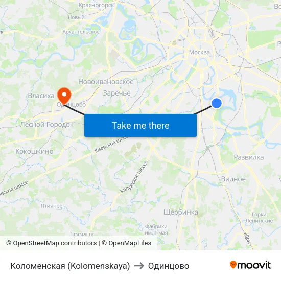 Коломенская (Kolomenskaya) to Одинцово map