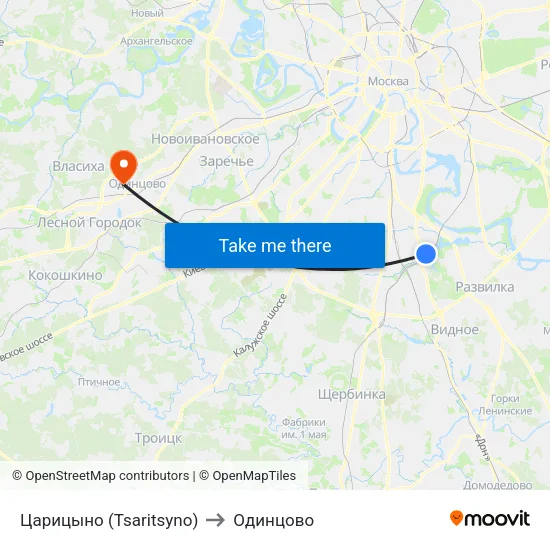 Царицыно (Tsaritsyno) to Одинцово map