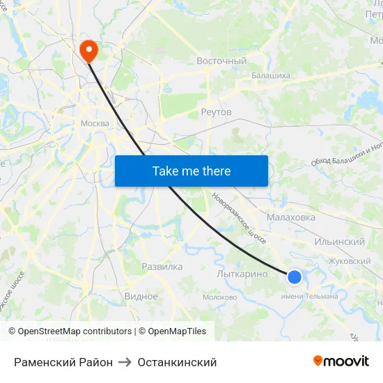 Раменский Район to Останкинский map