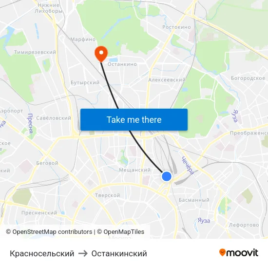 Красносельский to Останкинский map