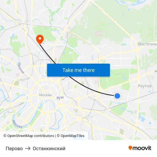 Перово to Останкинский map