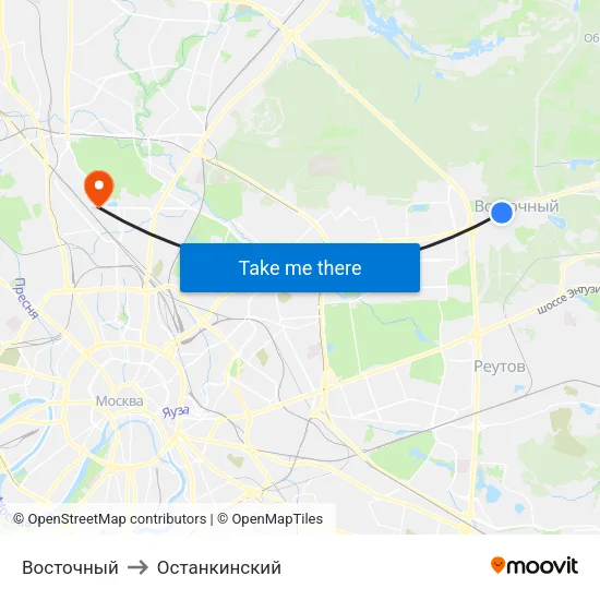 Восточный to Останкинский map